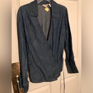 Blue Tencel J.jill Wrap Blouse size 8